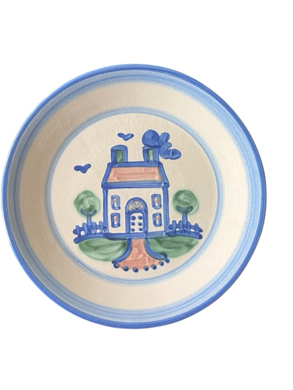 M.A. Hadley Pottery Blue House Country Home 11” Dinner Plate Cottagecore